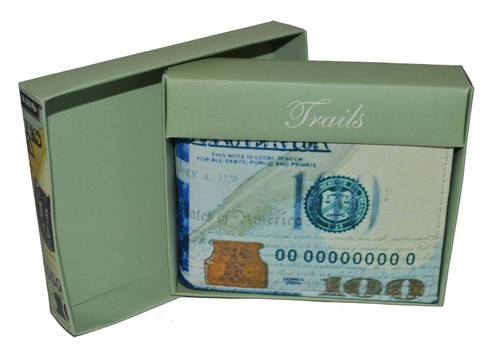 Leatherboss exotische Herren-Geldbörse mit Doppelfaltung Bild von Hundert Dollar mit Geschenkbox - Bild 8 von 10