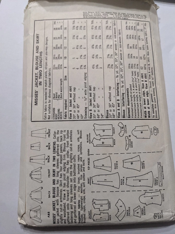 Rare Vintage 1970 Style Sewing Pattern  2854peplum Top Skirt Puff Sleev  Size 10 - Image 3 of 4