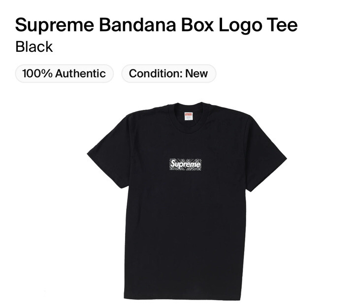 Supreme Bandana Box Logo Tee Black Size Medium 100 Supreme Bandana Box Logo Tee Black Size Medium 100