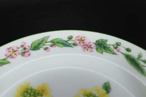 Royal Worcester Kräuter BROTTELLER Set 3 Botanische Blumen Porzellan grüner Rand - Bild 6 von 10