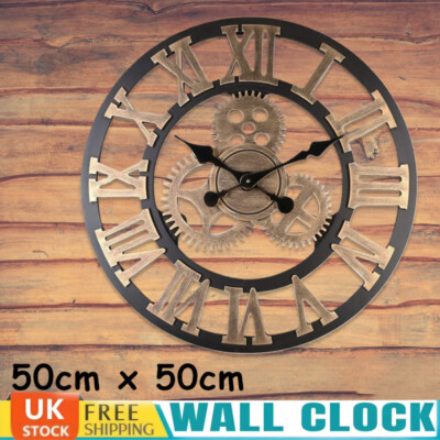 Extra Large Roman Numerals Skeleton Wall Clock Giant Big Open Face ...