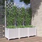 NNEVL Garden Planter with Trellis White 120x40x136 cm PP