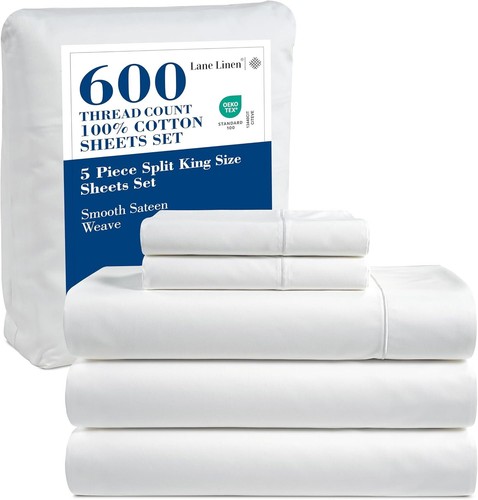 600 TC 100% Cotton Full Size Sheets Set, Soft & Comfy Hotel Style Thick - Picture 7 of 105