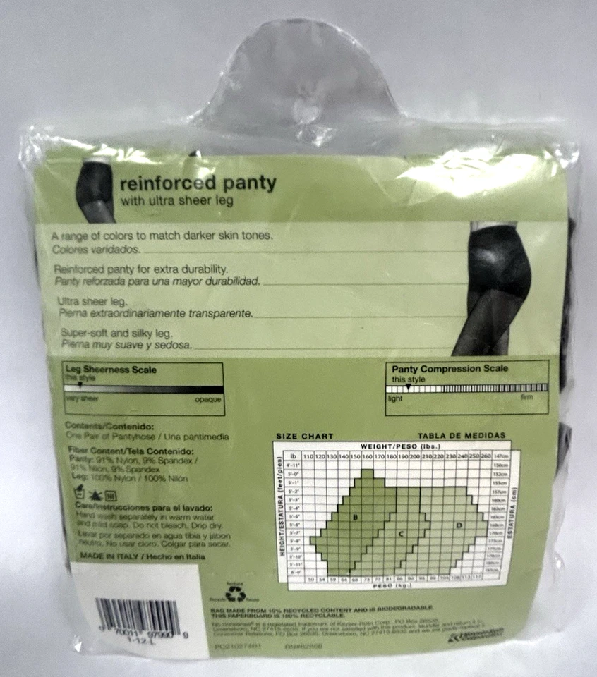 Nuevo en Paquete Pantimedias No Nonsense Ultra Puras Café Reforzadas Talla D Hechas en Italia Foto 2 de 2