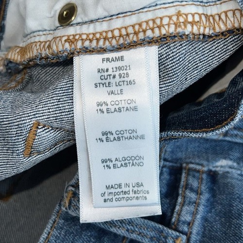 Pantalones Cortos Frame Le Cutoff Talla 25 Azul Valle Lavado Envejecido Corte Crudo Dobladillo Elástico - Imagen 3 de 11