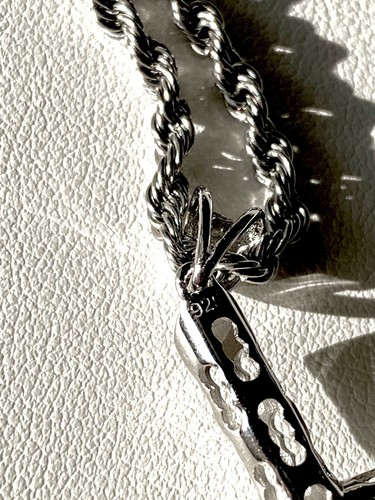 Cadena de cuerda colgante de Jesús con cruz religiosa de plata de ley 925 de oro macizo para hombre - Imagen 7 de 18