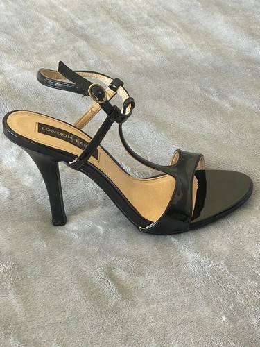 Womens Shoes London Rebel Black Open Toe High Heel Sandles w/ Ankle Strap Size 8 - Picture 4 of 18