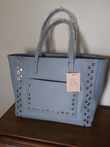 Danielle Nicole Ferris Tote Handbag Light Blue Studded 14"x12" New w/Tag.