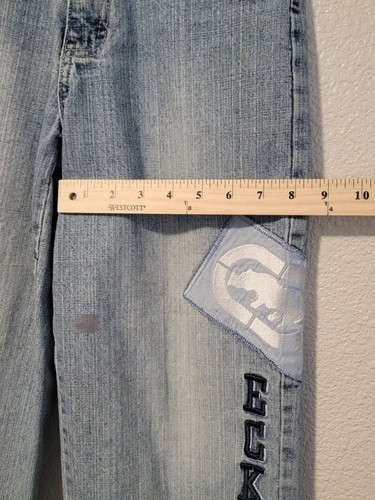 Marc Ecko Jeans Y2K Girls Size Small Baggy Wide Leg Embroided Denim Blue - Picture 9 of 16