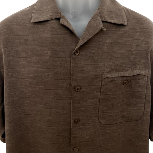 TOMMY BAHAMA 100% Silk Brown Aloha Hawaiian Shirt Men S Small - Picture 2 of 5