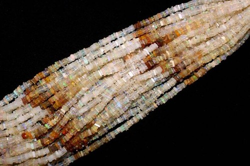 Best Quality 16" Long Ethiopian Opal Smooth Heishi Beads Size 4 mm Gemstone  - Picture 2 of 5