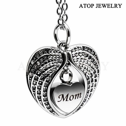NEW Crystal Heart Urn Necklace For Ashes Cremation Pendant Keepsake Memorial - Picture 5 of 22