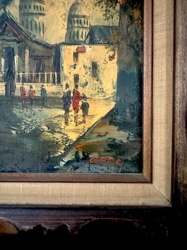 Dipinto vintage GARBER MCM OLIO SU TAVOLA LEGNO INTAGLIATO INCORNICIATO CITTÀ FRANCIA ITALY - Foto 3 di 6