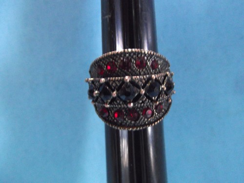 Anillo Joyería Moda Tipo Tono Cobre Rojo/Negro Piedra Talla 6.75 Ajustable - Imagen 3 de 10