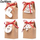 24 Pcs Weihnachtstüten Weihnachten Geschenktüten mit Griff aus Kraftpapier