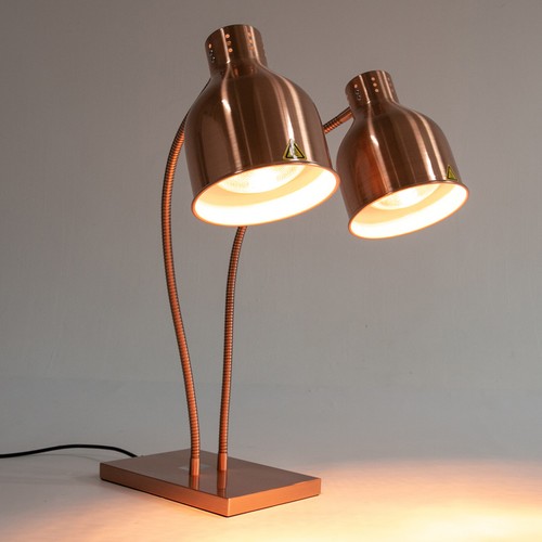 Tabletop Food Insulation Lamp, Food Warmer, 2-Head Food Warming Lamp Gold US - Picture 9 of 15
