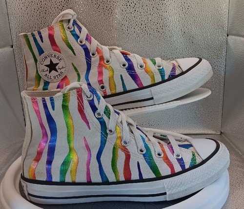 Converse Chuck Taylor All Star 667600F Rainbow Stripe Juniors Sneakers Size 4 - Picture 2 of 8