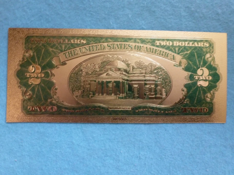 1928 series,999 Gold leaf-colored 2 Dollar  - Image 2 of 2