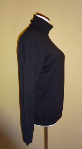 NWT Talbots Black Cotton Blend Button Cuff Sleeve Turtleneck Sweater in size PL - Picture 3 of 7