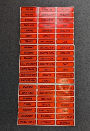 TOOLBOX ETIKETTENAUFKLEBER - 3ER SET - A5 BLATT - FARBOPTIONEN VERFÜGBAR - Bild 3 von 5