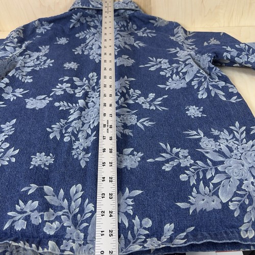 Denim&Co Blue Jean Floral Lightweight Jacket Button Up W/Pockets Women XL READ - Bild 11 von 11
