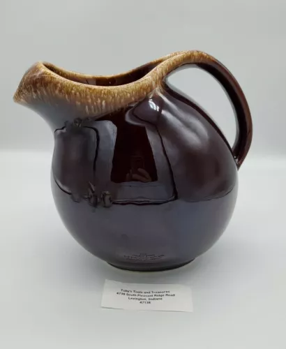 Vintage Hull Brown Drip Glaze Pitcher w/Ice Lip Oven Proof  2 Quart USA