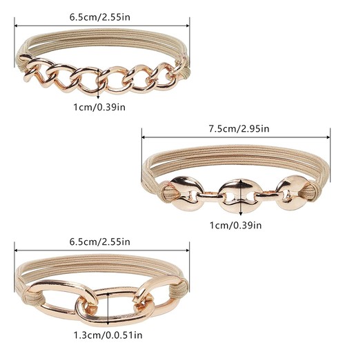 3Pcs 2 in 1 Bracelet Hair Ties Fashion Accessories for Women Girl's Hair & Wrist - Picture 16 of 28