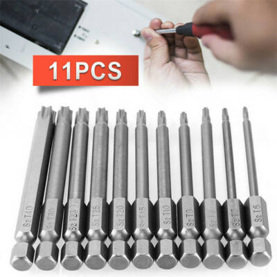 11 Stk Torx Bits Schraubendreher Set Extra Lang(100Mm) Und Magnetisch S2T6-T40