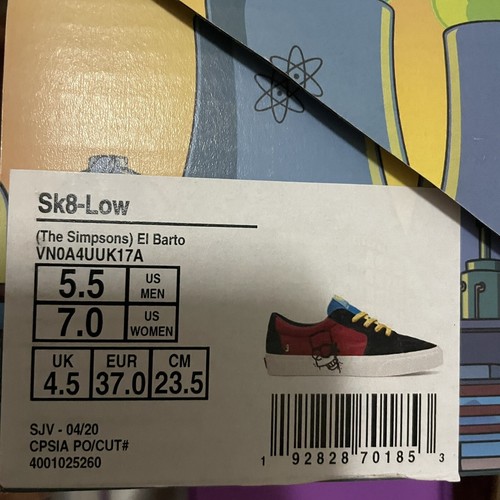 Vans x The Simpsons Sk8-Low El Barto Red Black Men’s 5.5 Women's 7 - Picture 7 of 7