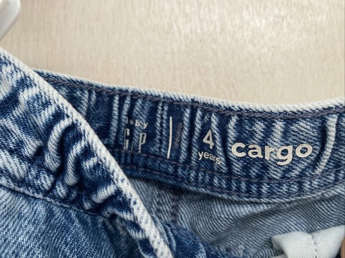 gap boys Original Fit Medium Wash pull on cargo jeans Size 4 Used ONCE Barely - Picture 3 of 3