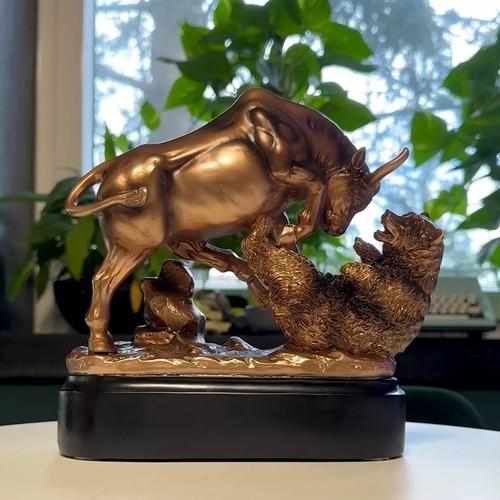 Stier Und Bär Skulptur Statue Figurine. Bull Markt Figurine. Bear Markt Figurine - Bild 7 von 8