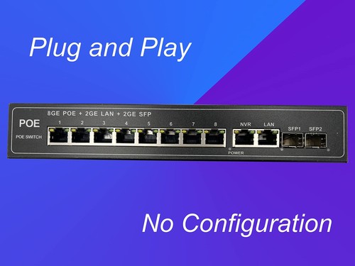 Elfcam® - PoE Commutateur Switch Fibre Optique avec 2 Ports SFP 125Go 8 Ports... - Photo 4/5