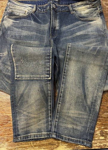 Embellish NYC Men's Rip & Repair Patchwork Distressed Skinny Fit Denim Jeans - Picture 6 of 13