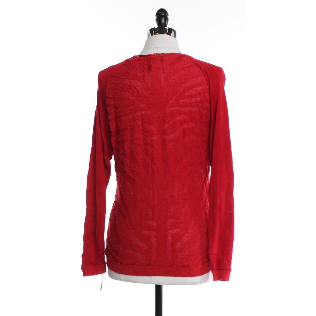 INC Womens M Rayon Pull Over Scoop Neck Knit Sweater Abstract Top Long Sleeve