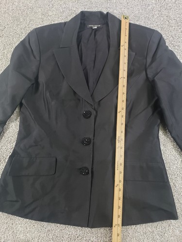 Pamela Dennis Couture Womens Jacket 14 Black Acetate Silk Blend Silk Lined - Picture 4 of 14