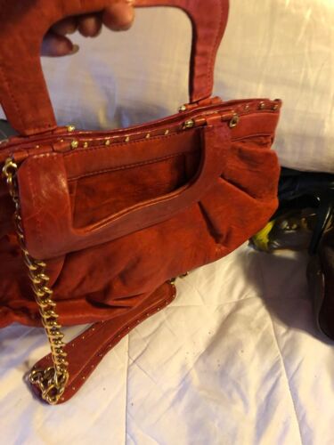 Badgley Mischka Leather Handbag - orange/red - preowned - large - Picture 1 of 3