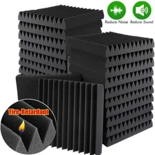 12~96Pcs Acoustic Wall Panels Studio Sound Noise Proofing Insulation Foam Black