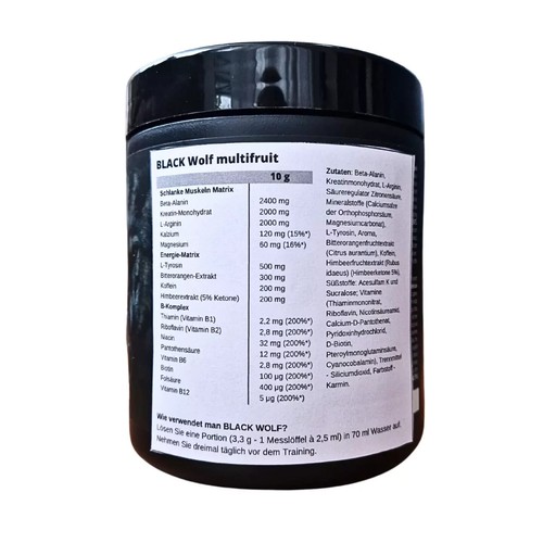 HARDCORE PUMP BOOSTER Pre Workout Pulver,ActivLab Black Wolf300 Trainingsbooster - Bild 4 von 5