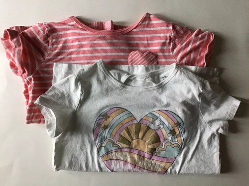 Girls T-shirts Lot of 2 Size 12/12A Carter's Short Sleeve Pink and White Tops - Picture 1 of 12