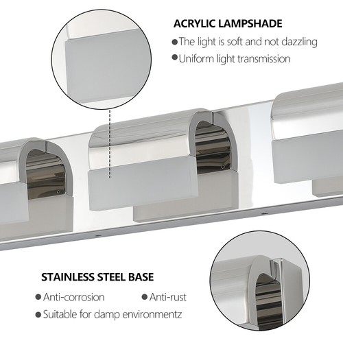 22'' Vanity 3 Light LED Polished Chrome for Bathroom Mirror Wall Lamp Fixture UL - Picture 5 of 12
