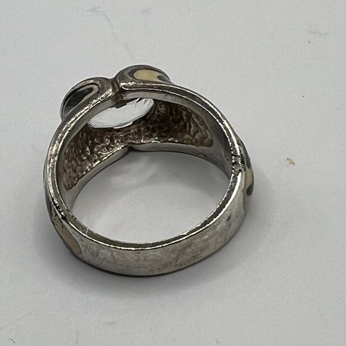 Anillo Esterlina Vintage Mujer Estampado Animal Llama 925 Piedra Transparente Talla 8 Canadá - Imagen 5 de 10
