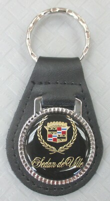 Vintage Cadillac SEDAN DEVILLE Black Leather Silver Keyring 1959 1960 1961 1962 Vintage Cadillac SEDAN DEVILLE Black Leather Silver Keyring 1959 1960 1961 1962