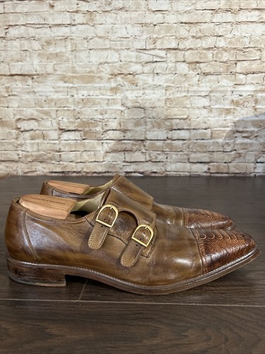 Vero Cuoio Men’s Dress Shoes Leather Double Monk Strap Italy Brown Sz 46 (12.5) - Picture 6 of 15
