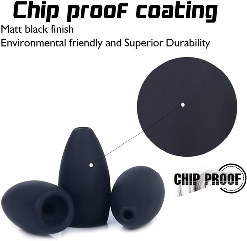 Maxcatch No-Chip Tungsten Fishing Weights Bullet Worm/Flipping Sinkers for Bass  - Picture 5 of 10