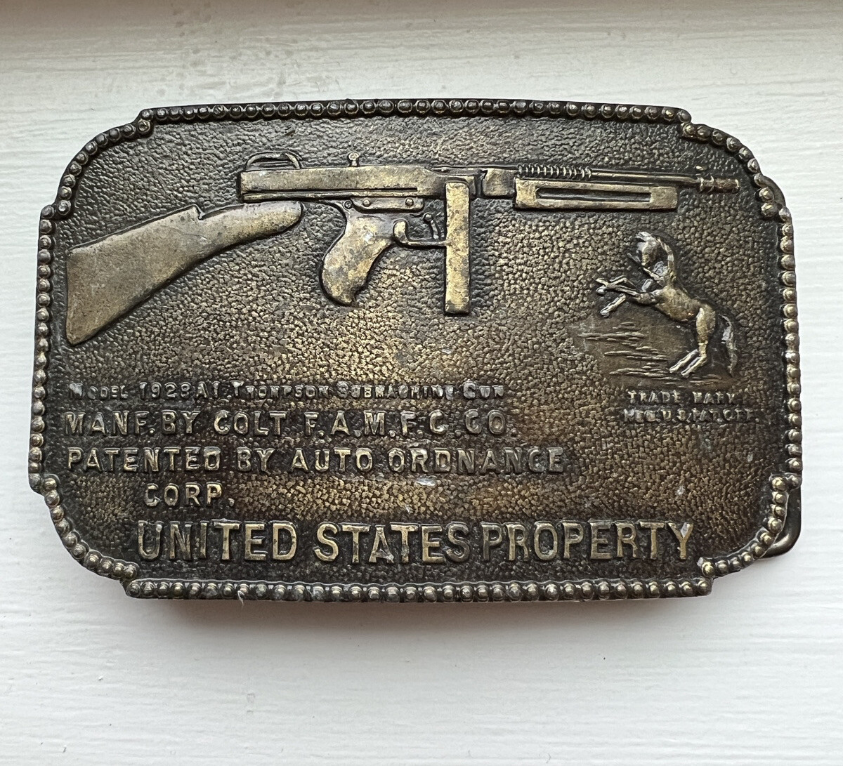 Vintage Colt 1928 Thompson Submachine Gun Belt Buckle US Property India