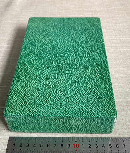 Antique c1920s Art Deco Faux Shagreen Cedar Wood Lined Box Interior Divide - Picture 19 of 20