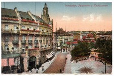 CPA ALLEMAGNE WIESBADEN  -- PALASHOTEL ET FONTAINE DE CUISSON