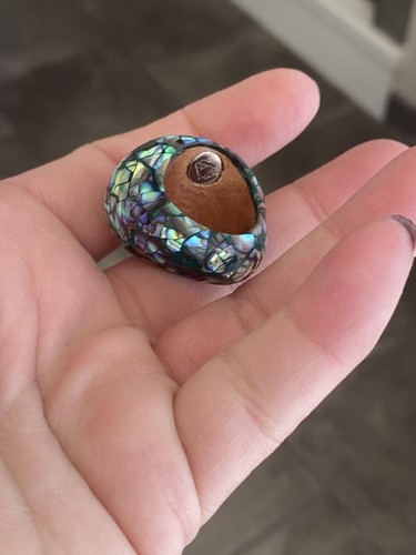 Rarities Carol Brodie Sterling Wood Abalone Dome Ring - Picture 6 of 14