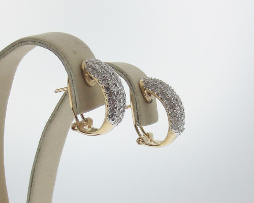Genuine 2.00cttw Diamonds Solid 14k Two-Tone Gold Cluster Earrings - Picture 3 of 6