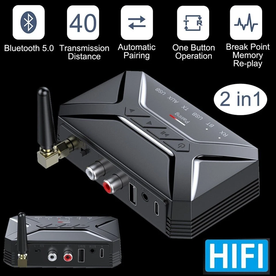 Portable Wireless Bluetooth Transceiver Long Range Bluetooth 5.0 Audio Adapter - Image 4 of 4